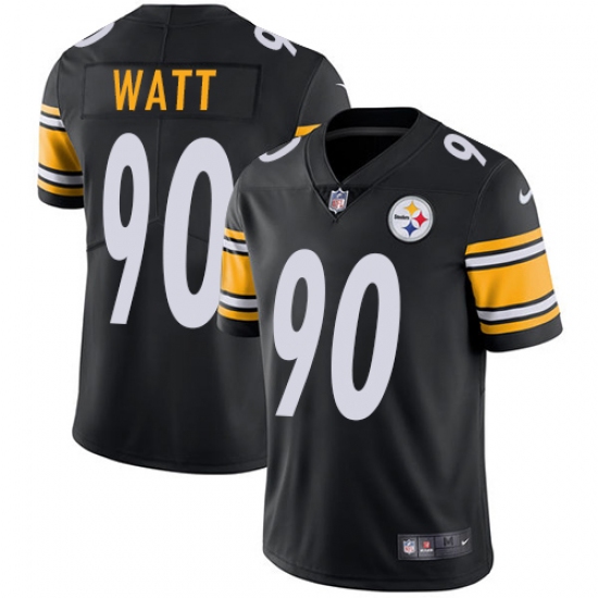 Men's Nike Pittsburgh Steelers #90 T. J. Watt Black Team Color Vapor Untouchable Limited Player NFL Jersey - Ujersey