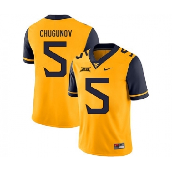 West Virginia Mountaineers 5 Chris Chugunov Gold College Football Jersey - Ujersey