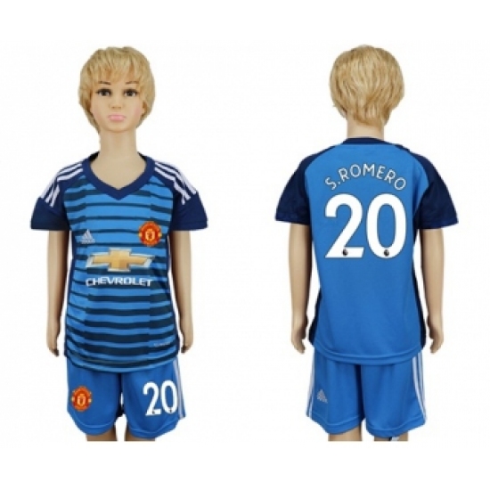 Manchester United #20 S.Romero Blue Kid Soccer Club Jersey