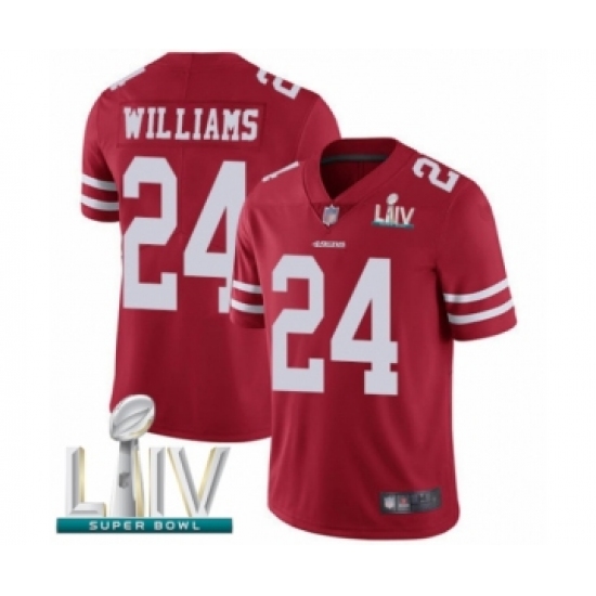 Men's San Francisco 49ers #24 K'Waun Williams Red Team Color Vapor Untouchable Limited Player Super Bowl LIV Bound Football Jersey - Ujersey