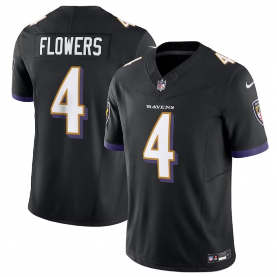Men's Baltimore Ravens #4 Zay Flowers Black 2023 F.U.S.E. Vapor Limited Football Stitched Jersey - Ujersey