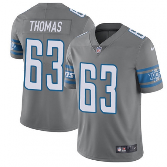 Men's Nike Detroit Lions #63 Brandon Thomas Limited Steel Rush Vapor Untouchable NFL Jersey - Ujersey