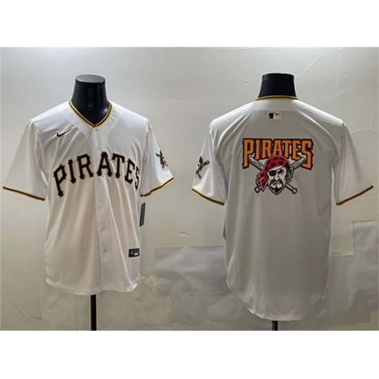 Men's Pittsburgh Pirates Team Big Logo White Home Limited Stitched Baseball Jersey - Ujersey
