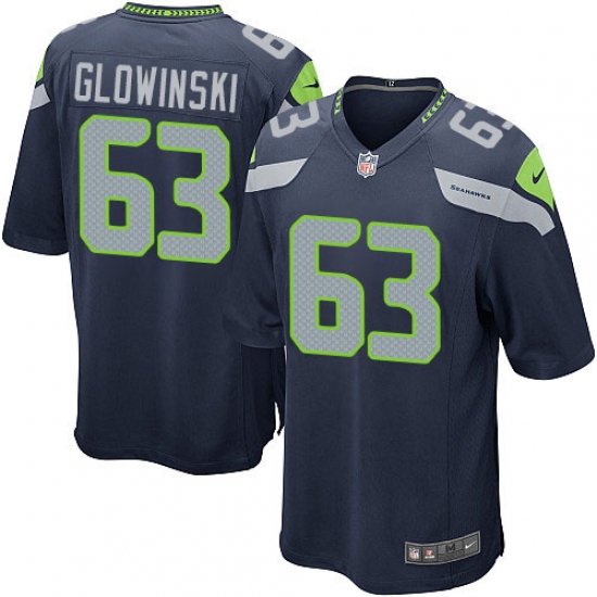 Men's Nike Seattle Seahawks #63 Mark Glowinski Game Steel Blue Team Color NFL Jersey - Ujersey