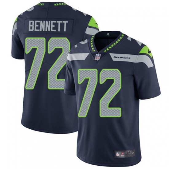 Men's Nike Seattle Seahawks #72 Michael Bennett Steel Blue Team Color Vapor Untouchable Limited Player NFL Jersey - Ujersey
