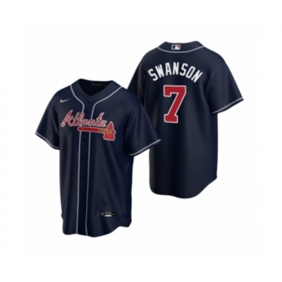 Men's Atlanta Braves #7 Dansby Swanson Nike Navy 2020 Replica Alternate Jersey - Ujersey