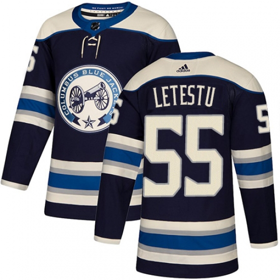Men's Adidas Columbus Blue Jackets #55 Mark Letestu Authentic Navy Blue Alternate NHL Jersey - Ujersey