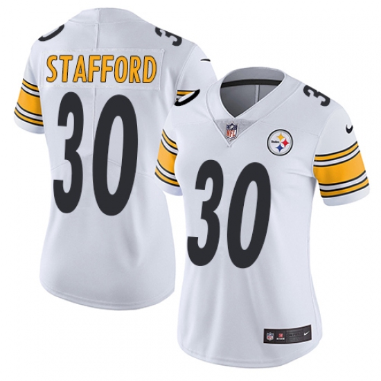 Women's Nike Pittsburgh Steelers #30 Daimion Stafford White Vapor Untouchable Limited Player NFL Jersey - Ujersey