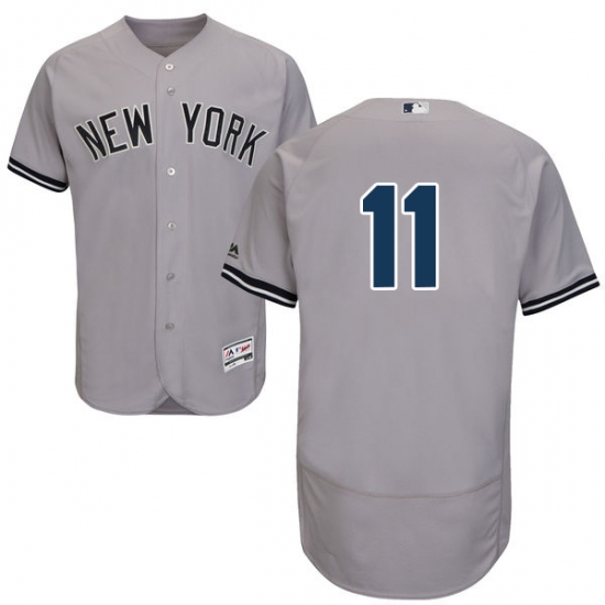 Men's Majestic New York Yankees #11 Brett Gardner Grey Road Flex Base Authentic Collection MLB Jersey - Ujersey