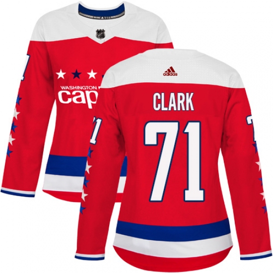 Women's Adidas Washington Capitals #71 Kody Clark Authentic Red Alternate NHL Jersey - Ujersey