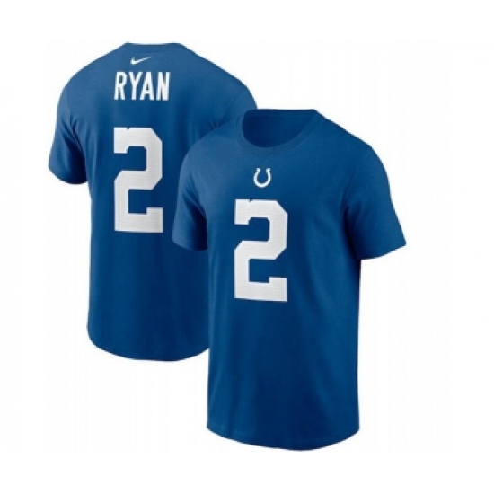 Men's Indianapolis Colts #2 Matt Ryan Blue 2022 Name & Number T-Shirt - Ujersey
