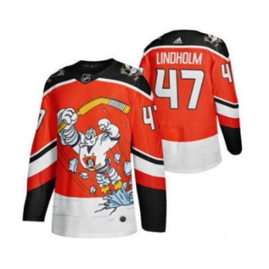 Men's Anaheim Ducks #47 Hampus Lindholm Red 2020-21 Reverse Retro Alternate Hockey Jersey - Ujersey