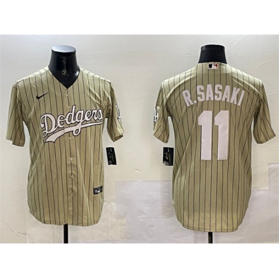 Men's Los Angeles Dodgers #11 Roki Sasaki Cream Cool Base Stitched Baseball Jersey - Ujersey