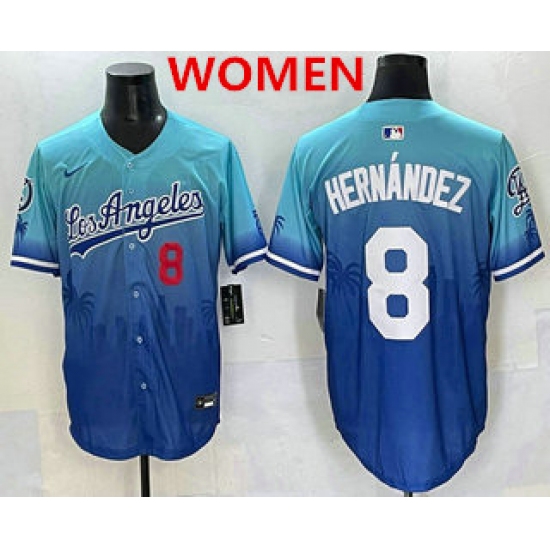 Women's Los Angeles Dodgers #8 Enrique Hernandez Blue 2025 City Connect Limited Stitched Jersey - Ujersey