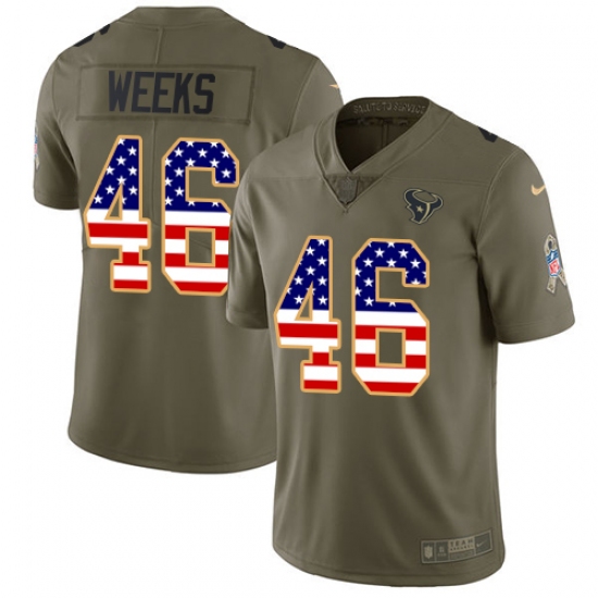 Youth Nike Houston Texans #46 Jon Weeks Limited Olive/USA Flag 2017 Salute to Service NFL Jersey - Ujersey