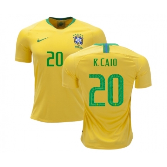 Brazil #20 R.Caio Home Kid Soccer Country Jersey