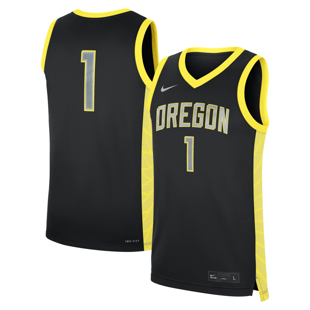 Men's Nike Black Oregon Ducks #1 Alternate Replica Basketball Jersey - U-jersey