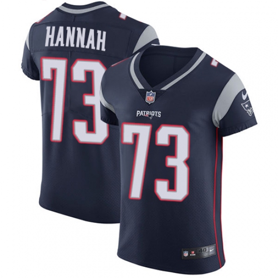 Men's Nike New England Patriots #73 John Hannah Navy Blue Team Color Vapor Untouchable Elite Player NFL Jersey - Ujersey