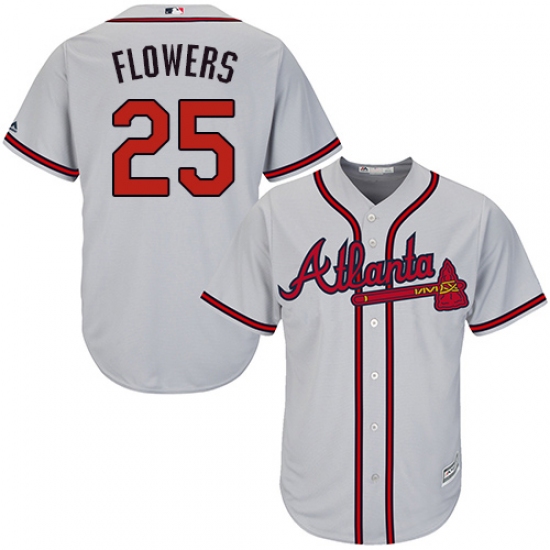Youth Majestic Atlanta Braves #25 Tyler Flowers Authentic Grey Road Cool Base MLB Jersey - Ujersey