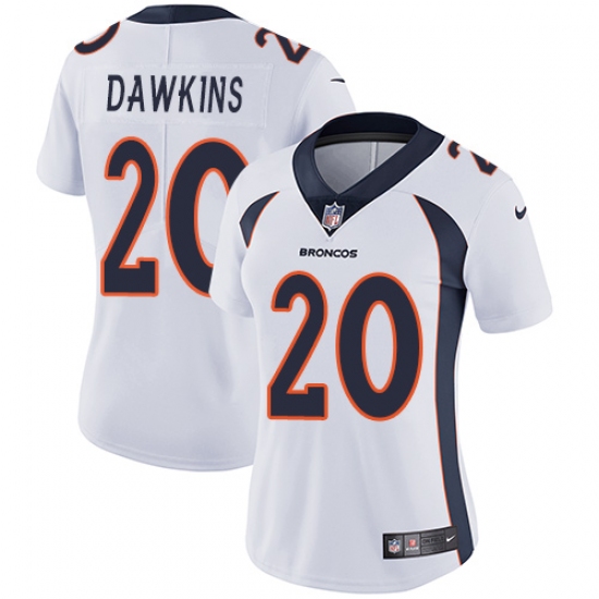 Women's Nike Denver Broncos #20 Brian Dawkins White Vapor Untouchable Limited Player NFL Jersey - Ujersey
