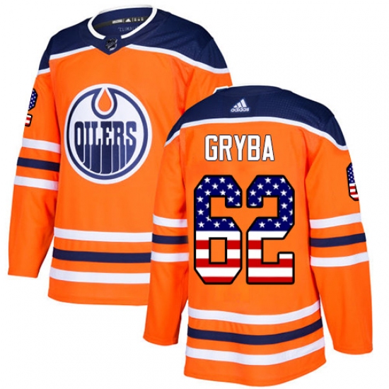 Men's Adidas Edmonton Oilers #62 Eric Gryba Authentic Orange USA Flag Fashion NHL Jersey - Ujersey