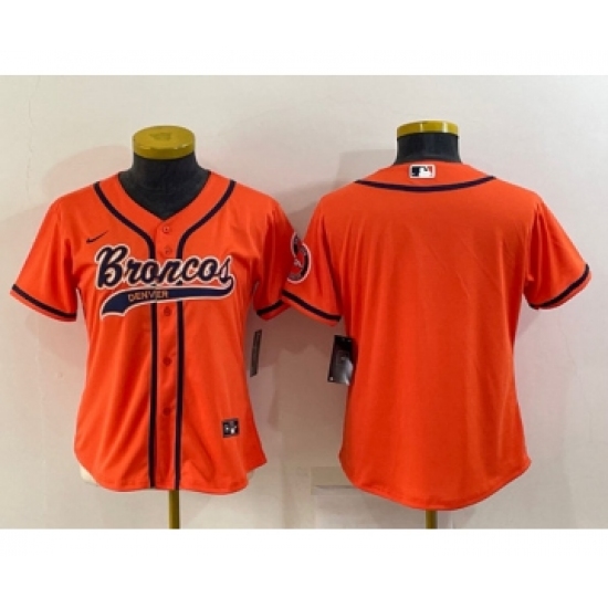 Youth Denver Broncos Blank Orange With Patch Cool Base Stitched Baseball Jersey - Ujersey