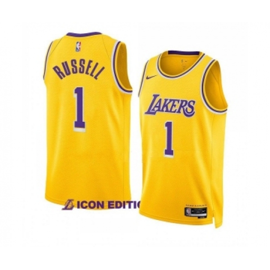 Men's Los Angeles Lakers #1 D’Angelo Russell Yellow Stitched Basketball Jersey - Ujersey