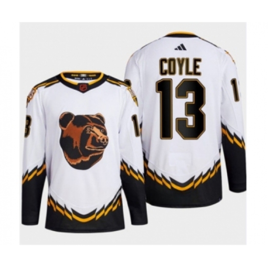 Men's Boston Bruins #13 Charlie Coyle White 2022-23 Reverse Retro Stitched Jersey - Ujersey