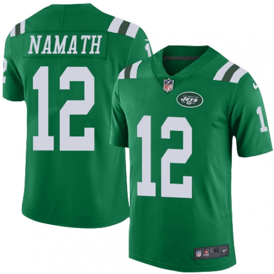 Men's Nike New York Jets #12 Joe Namath Elite Green Rush Vapor Untouchable NFL Jersey - Ujersey