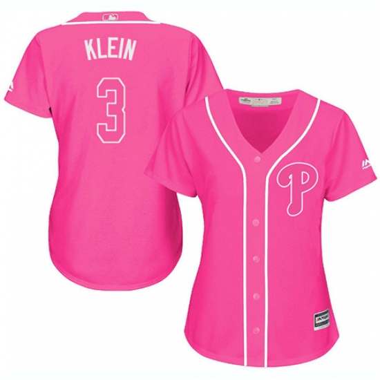 Women's Majestic Philadelphia Phillies #3 Chuck Klein Authentic Pink Fashion Cool Base MLB Jersey - Ujersey