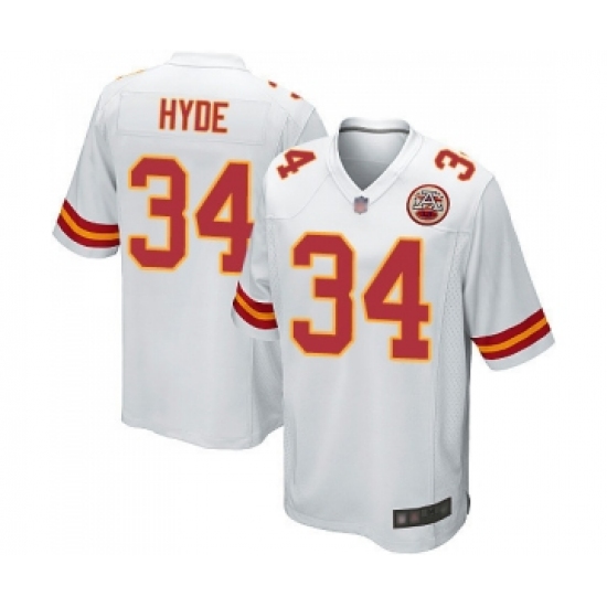Men's Kansas City Chiefs #34 Carlos Hyde Game White Football Jersey - Ujersey