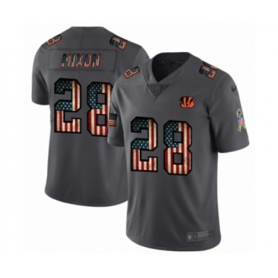 Men's Cincinnati Bengals #28 Joe Mixon Limited Black USA Flag 2019 Salute To Service Football Jersey - Ujersey