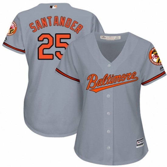 Women's Majestic Baltimore Orioles #25 Anthony Santander Replica Grey Road Cool Base MLB Jersey - Ujersey