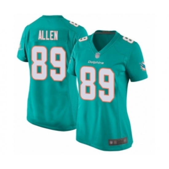 Women's Miami Dolphins #89 Dwayne Allen Game Aqua Green Team Color Football Jersey - Ujersey