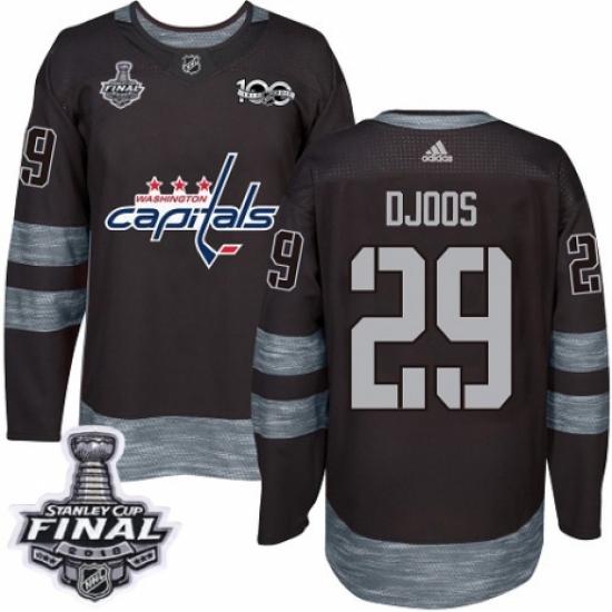 Men's Adidas Washington Capitals #29 Christian Djoos Authentic Black 1917-2017 100th Anniversary 2018 Stanley Cup Final NHL Jersey - Ujersey