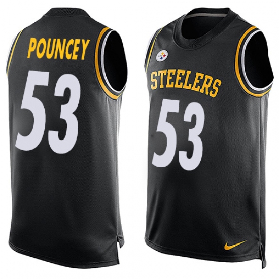 Men's Nike Pittsburgh Steelers #53 Maurkice Pouncey Limited Black Player Name & Number Tank Top NFL Jersey - Ujersey