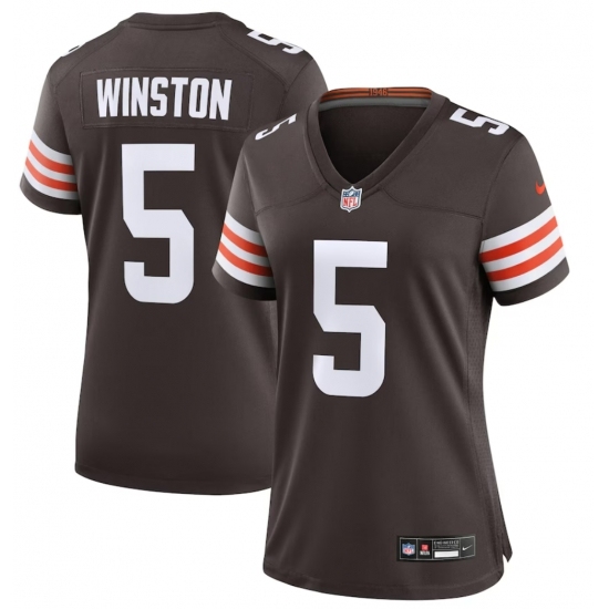 Women Cleveland Browns #5 Jameis Winston Brown Vapor Limited Stitched Football Jersey - Ujersey