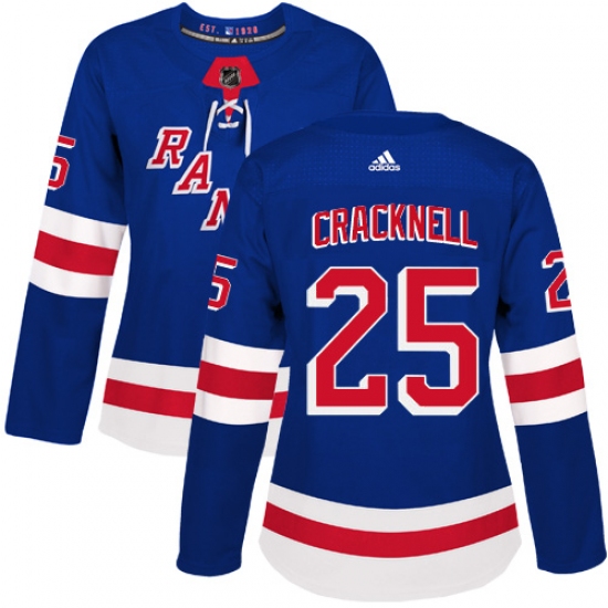 Women's Adidas New York Rangers #25 Adam Cracknell Authentic Royal Blue Home NHL Jersey - Ujersey
