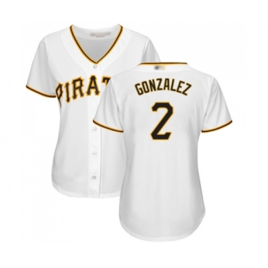 Women's Pittsburgh Pirates #2 Erik Gonzalez Replica White Home Cool Base Baseball Jersey - Ujersey