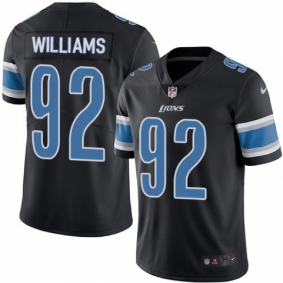 Men's Nike Detroit Lions #92 Sylvester Williams Limited Black Rush Vapor Untouchable NFL Jersey - Ujersey