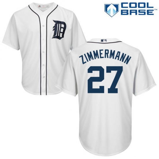 Men's Majestic Detroit Tigers #27 Jordan Zimmermann Replica White Home Cool Base MLB Jersey - Ujersey