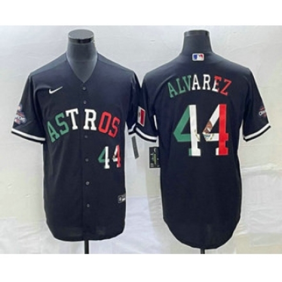 Men's Houston Astros #44 Yordan Alvarez Number Mexico Black Cool Base Stitched Baseball Jersey - Ujersey
