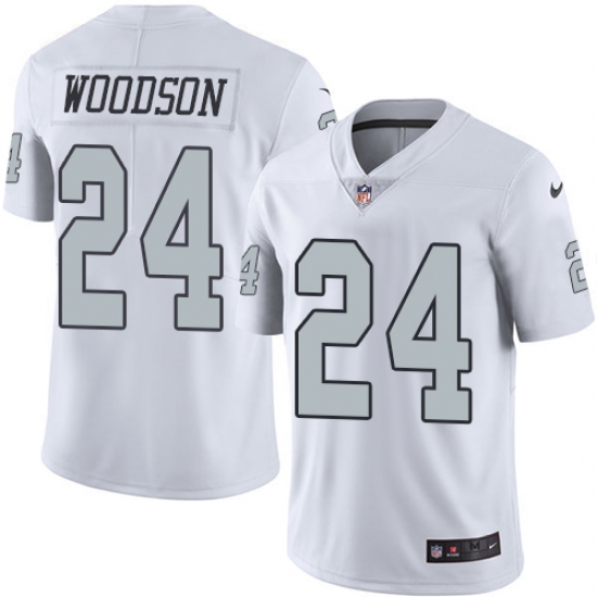 Youth Nike Oakland Raiders #24 Charles Woodson Limited White Rush Vapor Untouchable NFL Jersey