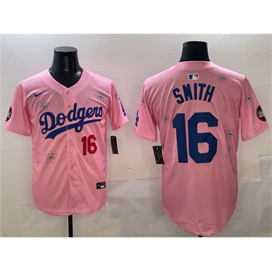 Men's Los Angeles Dodgers #16 Will Smith Pink 2025 Tokyo Series Limited Stitched Baseball Jersey - Ujersey