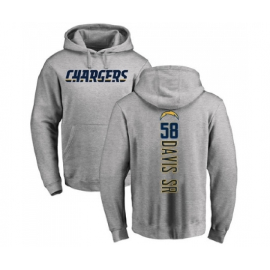 Football Los Angeles Chargers #58 Thomas Davis Sr Ash Backer Pullover Hoodie