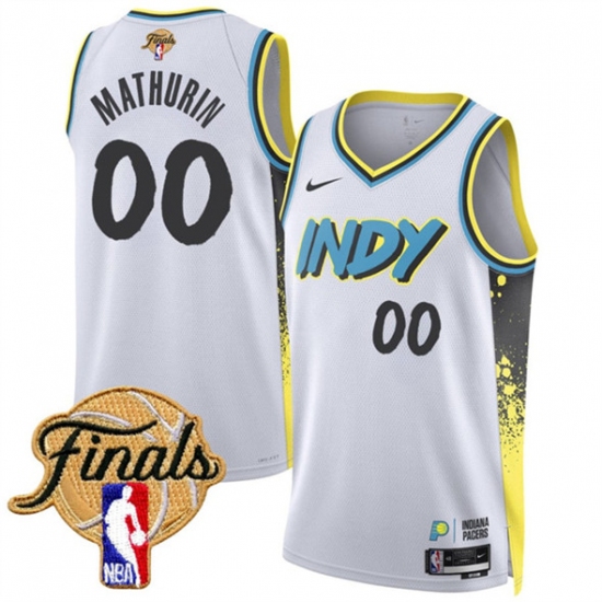 Men's Indiana Pacers #00 Bennedict Mathurin White 2024-25 City Edition Stitched Basketball Jersey - Ujersey