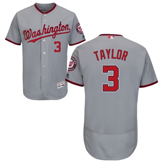 Men's Majestic Washington Nationals #3 Michael Taylor Grey Road Flex Base Authentic Collection MLB Jersey - Ujersey
