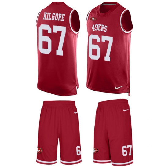Men's Nike San Francisco 49ers #67 Daniel Kilgore Limited Red Tank Top Suit NFL Jersey - Ujersey