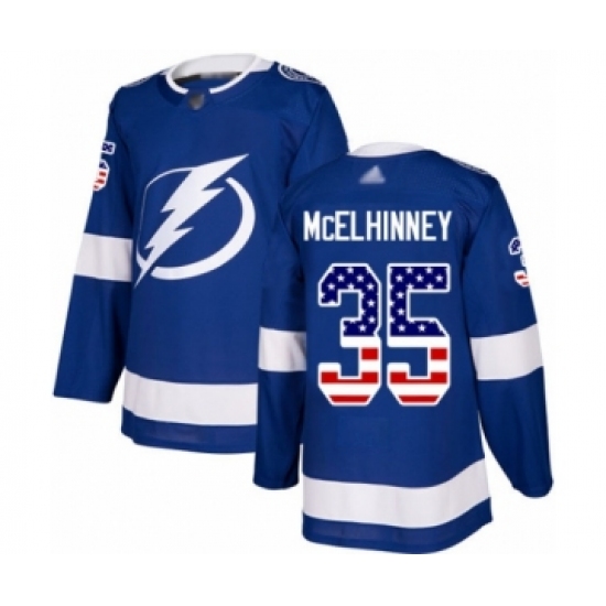 Men's Tampa Bay Lightning #35 Curtis McElhinney Authentic Blue USA Flag Fashion Hockey Jersey