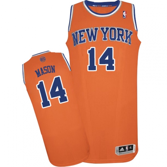 Men's Adidas New York Knicks #14 Anthony Mason Authentic Orange Alternate NBA Jersey - Ujersey